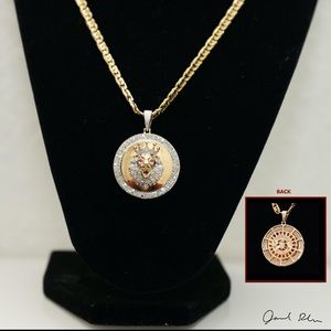 Genuine 10k y Gold 0.97ct Diamond Lion Pendant